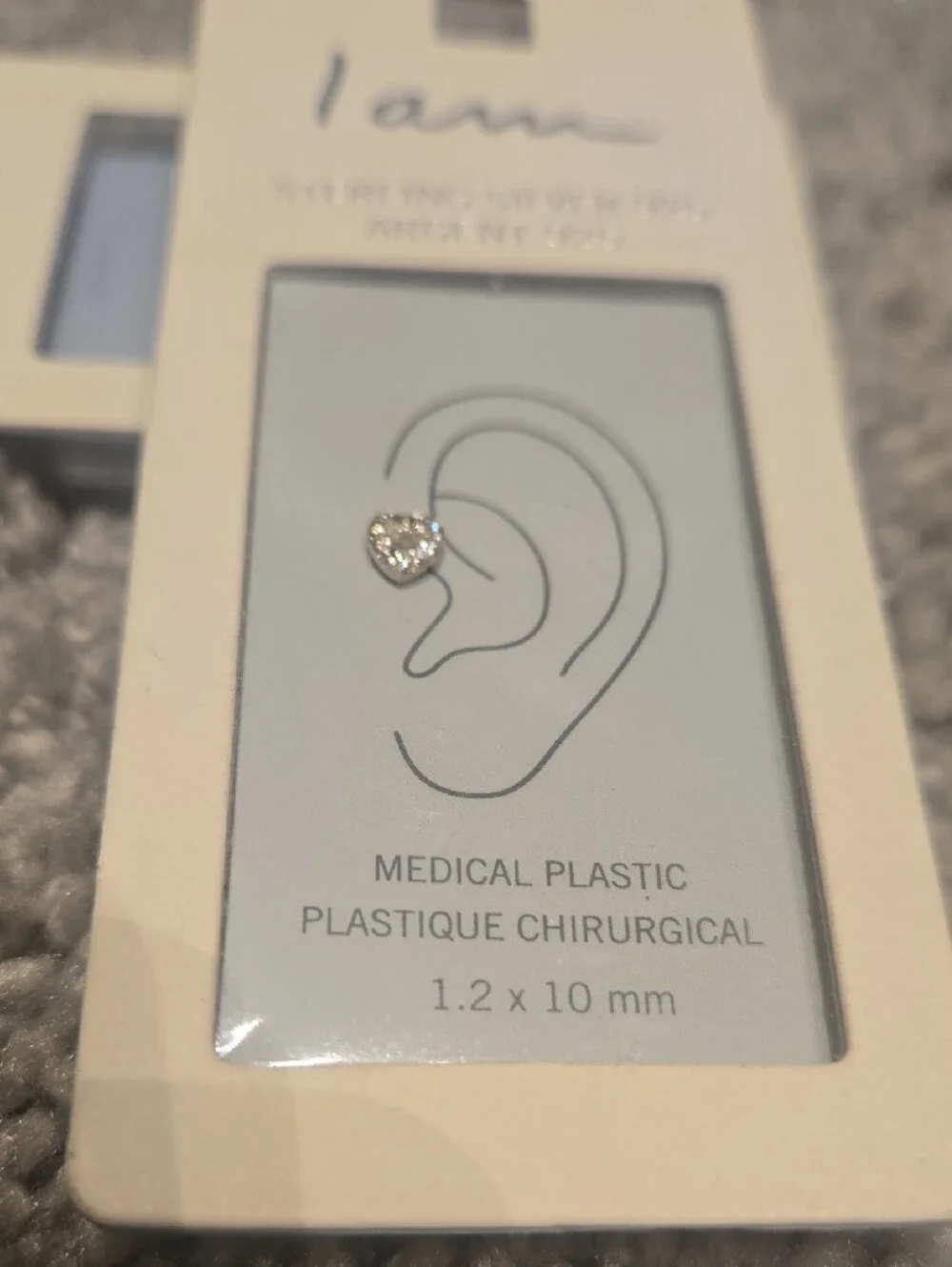Claire's Sterling Silver Heart Cubic Zirconia Ear Stud - Clear/Silver